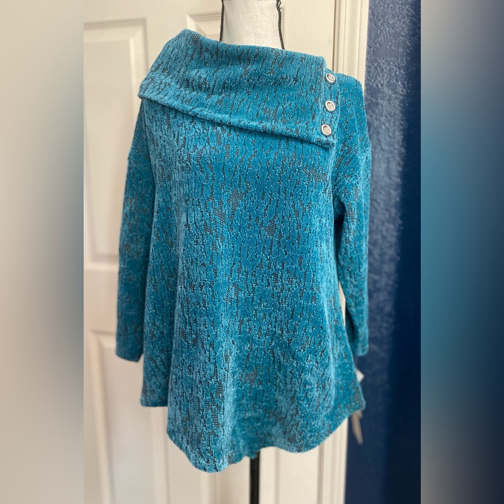 Ruby Rd. Textured Blue Sweater - Picture 2 of 8